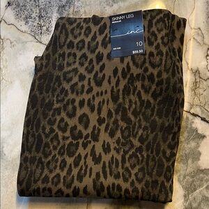 INC Leopard Print Skinny Leg Pants Size10 NWT